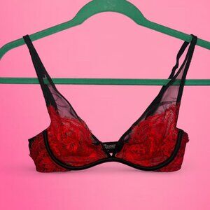 Soma red black lace bra